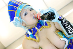 Rule 34 | 1girl, asian, blue eyes, blue hair, blue lips, blue rose (tiger &amp; bunny), breasts, chouzuki maryou, coca-cola, cosplay, hip focus, large breasts, matching hair/eyes, pepsi, photo (medium), plump, product placement, solo, thick thighs, thighs, tiger &amp; bunny, wide hips