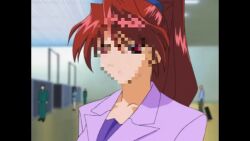 Rule 34 | 1girl, angry, animated, anime screenshot, audible speech, censored, english audio, excel saga, fourth wall, identity censor, looking at viewer, matsuya misaki, ponytail, red eyes, red hair, rocket, screencap, sound, tagme, video