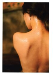 Rule 34 | 1girl, aida rikako, back, bare shoulders, indoors, photo (medium), sauna, voice actor