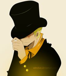 Rule 34 | 1boy, artist name, formal, hat, hat over eyes, highres, male focus, odrichan, one piece, sabo (one piece), solo, suit, top hat