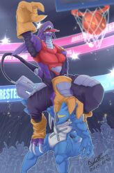 absurdres arresterdramon digimon digimon_(creature) dragon highres meme muscular muscular_male slam_dunk_(basketball) tail xv-mon