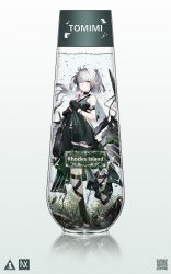 Rule 34 | 1girl, absurdres, ahoge, arknights, bag, black gloves, black ribbon, black socks, bottle, breasts, bridal legwear, closed mouth, dress, floating hair, flower, full body, gloves, green dress, grey hair, hair flower, hair ornament, hair over one eye, hair ribbon, highres, holding strap, in bottle, in container, long hair, looking at viewer, medium breasts, partially fingerless gloves, pointy ears, ribbon, shoulder bag, simple background, socks, solo, toeless legwear, tomimi (arknights), two side up, white background, white flower, yellow eyes, yuuki mix