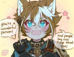 Rule 34 | + +, 1boy, :d, animal ear fluff, animal ears, armor, arms up, black gloves, blue eyes, blush, clenched hands, dog ears, dog tail, eyelashes, fang, flower, genshin impact, gloves, gorou (genshin impact), hair ornament, highres, japanese armor, lucklessluci, male focus, multicolored hair, open mouth, orange hair, paw print, pink background, pink flower, sidelocks, skin fang, smile, solo, standing, streaked hair, sweatdrop, tail, upper body, white hair