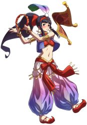 Rule 34 | 1girl, alternate costume, blush, bow, bracelet, breasts, carpet, earrings, full body, genie, hair bow, jewelry, nakoruru, navel, official art, ogura eisuke, red bow, samurai spirits, see-through, small breasts, snk, snk heroines: tag team frenzy, solo, the king of fighters, transparent background
