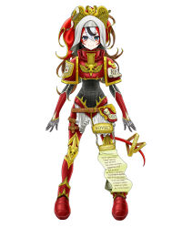 Rule 34 | 1girl, absurdres, armor, chaos (warhammer), drawingdeebop, hakos baelz, highres, hololive, hololive english, looking at viewer, mouse girl, mouse tail, multicolored hair, power armor, red armor, red hair, scroll, tail, virtual youtuber, warhammer 40k