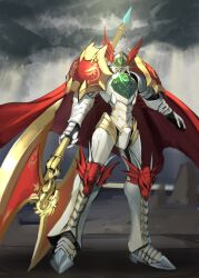 Rule 34 | 1other, armor, axe, cape, digimon, digimon (creature), highres, medievaldukemon, other focus, solo