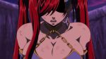 Rule 34 | 10s, 1girl, animated, breasts, cleavage, earrings, erza scarlet, fairy tail, fairy tail: dragon cry, female focus, hair over one eye, highres, jewelry, large breasts, long hair, moaning, night, night sky, outdoors, red hair, sky, solo, standing, tattoo, teeth, twintails, video