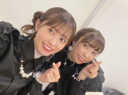 Rule 34 | 2girls, aida rikako, indoors, kobayashi aika, looking at viewer, multiple girls, photo (medium), selfie, simple background, voice actor