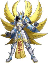 Rule 34 | 00s, 1boy, angel, armor, bandai, clenched hands, digimon, digimon new century, full armor, full body, multiple wings, no humans, official art, seraph, seraphimon, wings