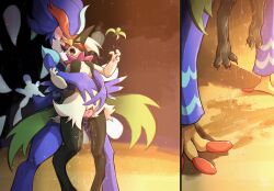 Rule 34 | 1boy, 1girl, blush, creatures (company), furry, furry female, furry male, furry with furry, game freak, highres, meowscarada, nintendo, penis, pokemon, pokemon (creature), pussy, pussy juice, quaquaval, sex, sex from behind, tenebscuro, vaginal