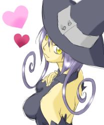 Rule 34 | 00s, blair (soul eater), hat, heart, purple hair, soul eater, witch hat, yellow eyes