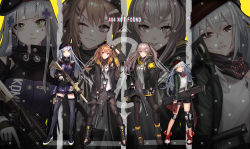 Rule 34 | 404 (girls&#039; frontline), 4girls, ;), absurdres, armband, belt, black gloves, black hat, black legwear, black ribbon, black scarf, black shorts, black skirt, black sweater, boots, brown eyes, brown hair, cardigan, coat, dlalsrl03131, dress shirt, facial mark, fingerless gloves, floating hair, g11 (girls&#039; frontline), girls&#039; frontline, gloves, green coat, green eyes, gun, hair between eyes, hair ornament, hat, head tilt, highres, hk416 (girls&#039; frontline), holding, holding gun, holding weapon, holster, http status code, knee pads, long hair, looking at viewer, midriff, miniskirt, multiple girls, neck ribbon, one eye closed, open cardigan, open clothes, open coat, pantyhose, parted lips, pleated skirt, ribbon, rifle, scar, scar across eye, scar on face, scarf, shirt, short shorts, shorts, siblings, side ponytail, silver hair, sisters, skirt, smile, stomach, sweater, thigh holster, thighhighs, twins, ump45 (girls&#039; frontline), ump9 (girls&#039; frontline), v, very long hair, weapon, white gloves, white shirt, zettai ryouiki, zoom layer
