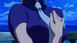 Rule 34 | 1girl, animated, animated gif, breasts squeezed together, breasts, large breasts, lowres, nami (one piece), necktie, one piece, water 7