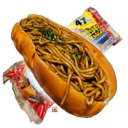 Rule 34 | bread, food, food focus, no humans, noodles, original, studiolg, watermark, white background, yakisoba, yakisobapan