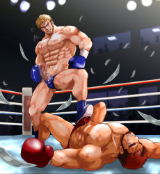 Rule 34 | 2boys, abs, banknote, bara, beard, boxing gloves, brown hair, bulge, bulge press, censored, commission, crowd, cum, cum in clothes, cum through clothes, erection, erection under clothes, exhibitionism, facial hair, falling money, footjob, injury, large pectorals, male focus, male masturbation, masturbation, mature male, money, mosaic censoring, multicolored hair, multiple boys, muscular, muscular male, navel, nipples, original, owariya ranko, pectorals, penis, pixiv commission, public indecency, red hair, short hair, stomach, sweat, thick eyebrows, thick thighs, thighs, topless male, two-tone hair, wrestling ring, yaoi