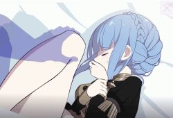 Rule 34 | 1girl, animated, animated gif, bed, blue hair, closed eyes, covering own mouth, fire emblem, fire emblem: three houses, marianne von edmund, missionary, nintendo, out-of-frame censoring, out of frame, pubic hair, pussy, see-through silhouette, sex
