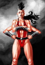 Rule 34 | 1girl, abs, breasts, cleavage, extra arms, kachakacha, large breasts, monster girl, mortal kombat (series), muscular, muscular female, revealing clothes, sheeva, slingshot swimsuit, swimsuit, warrior