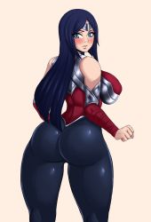 Rule 34 | 1girl, absurdres, ass, ass focus, bare shoulders, blue eyes, blue hair, blush, breasts, highres, huge ass, irelia, large breasts, league of legends, long hair, looking at viewer, looking back, solo, thick thighs, thighs, vicsenpai