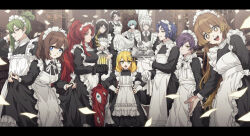 Rule 34 | 5boys, 6+girls, ahoge, alternate costume, angela (project moon), apron, bbunny, binah (project moon), birdcage, black bow, black gloves, black hair, black necktie, blonde hair, blue eyes, blue hair, bow, breasts, brown eyes, brown hair, cage, chandelier, chesed (project moon), closed mouth, dress, enmaided, frown, gebura (project moon), gloves, green eyes, green hair, hair bow, high ponytail, highres, hod (project moon), hokma (project moon), holding, holding tray, juliet sleeves, large breasts, library of ruina, long sleeves, looking at viewer, maid, maid day, maid headdress, malkuth (project moon), multiple boys, multiple girls, necktie, netzach (project moon), open mouth, pages, project moon, puffy sleeves, purple hair, red hair, roland (project moon), sidelocks, sitting, smile, tiphereth a (project moon), tray, white apron, white dress, white gloves, yellow eyes, yesod (project moon)