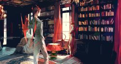 Rule 34 | 10s, 2boys, aghost-i, arm at side, armchair, artist name, back, bad id, bad pixiv id, black hair, blurry, book, bookshelf, brothers, brown hair, candle, chair, chandelier, contrapposto, copyright name, crossed arms, curtains, demon boy, demon tail, demon wings, depth of field, fire, formal, leaning to the side, library, long sleeves, looking at another, male focus, matsuno osomatsu, matsuno todomatsu, multiple boys, nail polish, osomatsu-kun, osomatsu-san, osomatsu (series), pants, pink footwear, rug, shadow, shoes, siblings, standing, suit, tablecloth, tail, window, wings