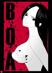 Rule 34 | 1girl, black hair, boa hancock, breasts, chris re5, dress, highres, large breasts, long hair, one piece, smile