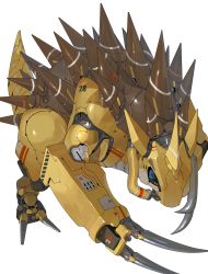 Rule 34 | absurdres, blue eyes, claws, creatures (company), game freak, gen 1 pokemon, highres, joints, mechanization, nintendo, non-humanoid robot, pokemon, pokemon (creature), robot, robot joints, sandslash, science fiction, simple background, solo, spikes, standing, tail, white background, yunimaru