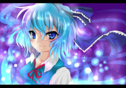 Rule 34 | bad id, bad pixiv id, blue eyes, blue hair, bow, cirno, embodiment of scarlet devil, letterboxed, nanato, short hair, solo, touhou