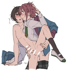 2boys against_table anal ankle_socks arm_out_of_sleeve arm_up backpack bag bar_censor bare_legs bare_pectorals black_hair black_pants black_socks blush censored clothes_pull collared_shirt couple cowboy_shot cropped_legs ensemble_stars! erection green_footwear green_necktie hand_on_another&#039;s_head hand_on_another&#039;s_hip hand_on_another&#039;s_thigh hand_rest heavy_breathing highres holding_another&#039;s_leg hood hoodie invisible_table isara_mao jacket jacket_over_hoodie leg_up looking_at_another male_focus multiple_boys navel necktie niyororinpayamaru nose_blush pants pants_pull parted_lips pectorals penis pink_hair plaid_clothes plaid_pants purple_hoodie red_eyes sakuma_ritsu school_uniform sex sex_from_behind shirt shirt_partially_removed shoes simple_background socks split_mouth standing standing_sex sweat tearing_up teeth two-tone_footwear unworn_jacket unworn_necktie upper_teeth_only uwabaki white_background white_footwear white_shirt wing_collar yaoi yumenosaki_school_uniform