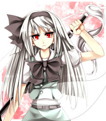 Rule 34 | 1girl, alternate hair length, alternate hairstyle, bad id, bad pixiv id, belt, female focus, fighting stance, ghost, hairband, hitodama, katana, kazetto, konpaku youmu, konpaku youmu (ghost), long hair, aged up, ready to draw, red eyes, sheath, sheathed, silver hair, solo, sword, touhou, tsurime, weapon