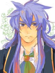 Rule 34 | 00s, 1boy, blue eyes, blue hair, flower, male focus, matching hair/eyes, regal bryan, solo, tales of (series), tales of symphonia, white background