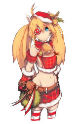 Rule 34 | 10s, 1girl, animal ears, bad id, bad pixiv id, bell, blade &amp; soul, blue eyes, character request, christmas, cropped legs, eyepatch, gloves, groin, hat, honey bee (bancoth), long hair, midriff, navel, orange hair, red gloves, santa hat, skirt, slit pupils, solo, striped clothes, striped thighhighs, thighhighs, twintails, zettai ryouiki