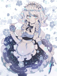 Rule 34 | 1girl, apron, black bow, black bowtie, black skirt, bow, bowtie, braid, buttons, closed mouth, commentary, feet out of frame, fingernails, frilled skirt, frills, grey bow, grey eyes, hair bow, highres, holding, holding knife, holding pocket watch, izayoi sakuya, knife, looking at viewer, maid, maid apron, maid headdress, medium hair, pocket watch, puffy short sleeves, puffy sleeves, ratto (mobilis 1870), shirt, short sleeves, silver hair, skirt, sleeve cuffs, smile, solo, touhou, waist apron, watch, wavy hair, white shirt