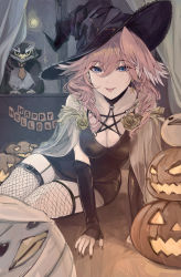 Rule 34 | 1girl, :p, absurdres, bare shoulders, black dress, black nails, blue eyes, breasts, cape, cleavage, curtains, detached sleeves, dress, earrings, fishnet thighhighs, fishnets, full moon, ganmo (takane lui), garter straps, hat, head wings, highres, hololive, jack-o&#039;-lantern, jewelry, long hair, medium breasts, moon, nail polish, pink hair, sitting, smile, takane lui, thighhighs, tongue, tongue out, torn flipper, virtual youtuber, wings, witch hat