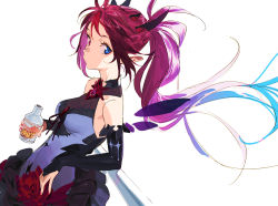 Rule 34 | 1girl, bare shoulders, black skirt, blue eyes, closed mouth, demon horns, detached sleeves, detached wings, dress, flower, from side, hair blowing, heterochromia, hololive, hololive english, horns, irys (hololive), layered skirt, long hair, looking at viewer, multicolored hair, nail polish, pako (pakosun), pointy ears, ponytail, purple skirt, red brooch, red eyes, red hair, red skirt, skirt, soda bottle, solo, streaked hair, two-tone hair, virtual youtuber, wings