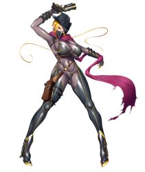 Rule 34 | 1girl, blonde hair, bodysuit, breasts, cowboy hat, curvy, gun, hat, highres, holding, holding weapon, huge breasts, lilith-soft, looking at viewer, scarf, sian, solo, taimanin (series), taimanin rpgx, unreed bonnie, weapon