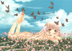 Rule 34 | 00s, 1girl, absurdres, barefoot, bug, butterfly, chii, chobits, clamp, feet, highres, insect, official art, toes