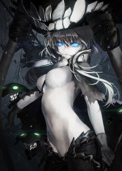 Rule 34 | 10s, 1girl, absurdres, abyssal ship, aqua eyes, blue eyes, breasts, cape, enemy aircraft (kancolle), gloves, glowing, glowing eyes, hat, highres, kantai collection, large breasts, lips, long hair, okingjo, pale skin, silver hair, solo, wo-class aircraft carrier