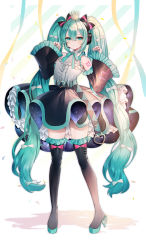 Rule 34 | 1girl, abandon ranka, absurdly long hair, adapted costume, alternate costume, aqua eyes, aqua hair, bare shoulders, belt, black belt, black skirt, black thighhighs, blush, boots, bow, center frills, closed mouth, commentary request, crown, detached sleeves, falling petals, frills, full body, green belt, green eyes, hair between eyes, hair bow, hair ornament, hair ribbon, hands up, hatsune miku, high heel boots, high heels, highres, long hair, long sleeves, looking at viewer, nail polish, petals, ribbon, shirt, skirt, sleeveless, sleeveless shirt, sleeves past wrists, smile, solo, standing, star (symbol), star print, starry sky print, thigh boots, thighhighs, twintails, very long hair, vocaloid, wide sleeves, zettai ryouiki