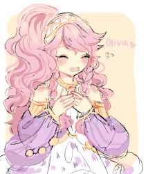 Rule 34 | 1girl, blush, character name, closed eyes, female focus, fire emblem, nintendo, olivia (fire emblem), pink hair, solo, tagme, upper body