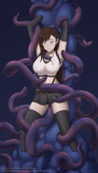 Rule 34 | armpits, bad tag, clothed sex, clothes lift, covered erect nipples, final fantasy, final fantasy vii, final fantasy vii rebirth, final fantasy vii remake, gloves, highres, long hair, restrained, skirt, skirt lift, square enix, stomach, sweat, tears, tentacle monster, tentacle under clothes, tentacles, the tentacle professor, thighhighs, tifa lockhart