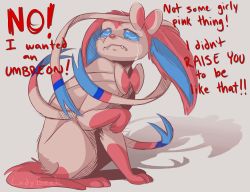 Rule 34 | abuse, blue eyes, bow, creatures (company), crying, crying with eyes open, english text, fangs, game freak, gen 6 pokemon, lady beek, nintendo, no humans, pokemon, pokemon (creature), pokemon xy, ribbon, sylveon, tears