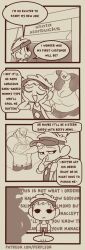 Rule 34 | ..., 1girl, 3boys, 4koma, age difference, apron, arm hair, bara, blush, breasts, child, comic, commentary, english commentary, english text, faceless, faceless female, faceless male, facial hair, greyscale, highres, large breasts, looking at viewer, monochrome, multiple boys, onee-shota, onii-shota, open mouth, original, perpleon, plump, short hair, smile, speech bubble, spoken ellipsis, starbucks, sweat, thought bubble