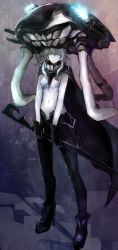 Rule 34 | 10s, 1girl, abyssal ship, aqua eyes, bad id, bad pixiv id, black gloves, blue eyes, bodysuit, cane, cape, colored skin, covered navel, full body, gloves, glowing, glowing eyes, hat, headgear, kantai collection, long hair, looking at viewer, pale skin, short hair, short hair with long locks, solo, standing, teeth, tentacles, weasel (close-to-the-edge), white hair, white skin, wo-class aircraft carrier
