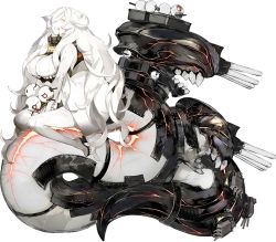 Rule 34 | 10s, 1girl, abyssal ship, akira (kadokawa), bare shoulders, battleship, bleeding, blood, blood from mouth, breasts, cleavage, clenched teeth, colored skin, french battleship princess, gun, hair over one eye, kantai collection, large breasts, long hair, looking at viewer, military, military vehicle, monster, red eyes, ship, tail, teeth, thighhighs, transparent background, warship, watercraft, weapon, white skin