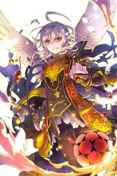 Rule 34 | 1boy, angel wings, ball, bracelet, clenched hand, crocell (soccer spirits), gl ztoh, highres, jewelry, male focus, necklace, parted lips, silver hair, soccer ball, soccer spirits, transparent background, wings, yellow eyes
