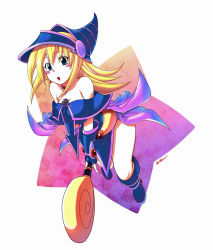 Rule 34 | 1girl, :o, bare legs, bare shoulders, blonde hair, blue eyes, blue footwear, blush stickers, boots, breasts, dark magician girl, duel monster, female focus, fingerless gloves, gloves, hat, highres, large breasts, legs, long hair, magical girl, nail polish, ooike teru, pentacle, pink nails, skirt, smile, solo, staff, wand, wizard hat, yu-gi-oh!, yuu-gi-ou, yu-gi-oh! duel monsters
