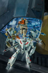 Rule 34 | aiming, choujikuu yousai macross, commentary, cover, energy cannon, english commentary, fleet, gunpod, highres, leekohse, lights, machinery, macross, magazine cover, mecha, official art, painting (medium), promotional art, protecting, radar dish, realistic, retro artstyle, robot, robotech, roundel, scan, sdf-1, signature, space, spacecraft, thrusters, traditional media, u.n. spacy, variable fighter, vf-1, vf-1a, vf-1d, vf-1j, vf-1s, zero gravity
