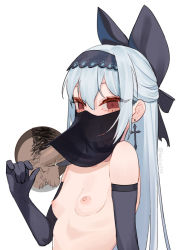 Rule 34 | 1boy, 1girl, beijuu, black gloves, blue hair, bow, breasts, choker, earrings, elbow gloves, fellatio, fellatio under mask, girls&#039; frontline, gloves, hair bow, hairband, hetero, jewelry, long hair, mouth veil, nipples, oral, partially undressed, penis, pubic hair, red eyes, simple background, small breasts, solo focus, testicles, tokarev (girls&#039; frontline), tokarev (griffin&#039;s dancer) (girls&#039; frontline), veil, white background