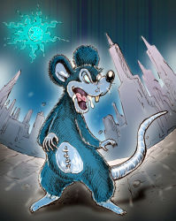 Rule 34 | artist request, city, furry, metropolis, monster, mouse (animal), no humans, saliva, stitches, sun