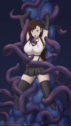 Rule 34 | armpits, bad tag, clothed sex, clothes lift, covered erect nipples, final fantasy, final fantasy vii, final fantasy vii rebirth, final fantasy vii remake, gloves, highres, long hair, restrained, skirt, skirt lift, square enix, stomach, tentacle monster, tentacle under clothes, tentacles, the tentacle professor, thighhighs, tifa lockhart